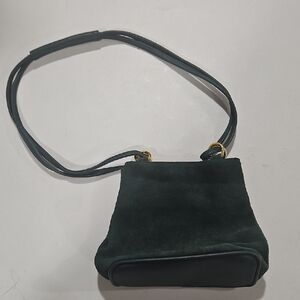 Valerie Stevens Vintage Elegant Green Suede Shoulder Bag